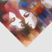 vrouwen gezichten abstract decoupage tissuepapier (Detail)