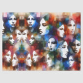 vrouwen gezichten abstract decoupage tissuepapier (Voorkant)