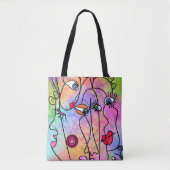 Vrouwen Gezichten Canvas tas Moderne Stijl Schilde (Voorkant)