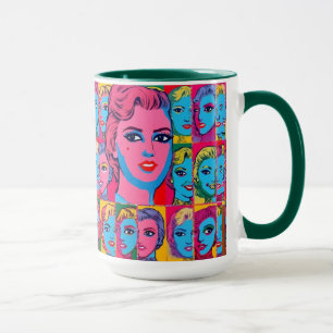 Vrouwen Gezichten met Mokken & Stickers Illustrati