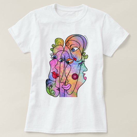 Vrouwen Gezichten T-shirt Abstract Modern Style Pa (Design voorkant)