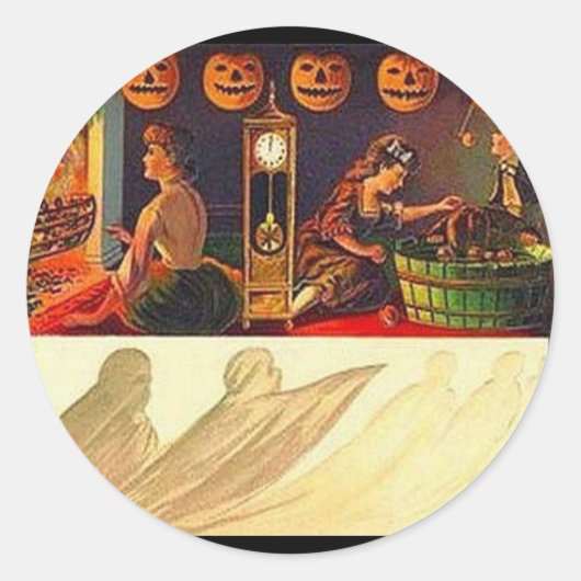  vrouwen, Ghost en Jack o' Lantern Ronde Sticker (Voorkant)