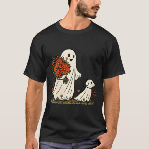 Vrouwen Ghost Wandelen Hond Griezelig Grappig Hall T-shirt