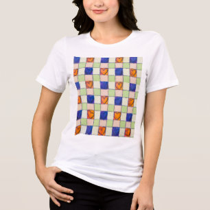 Vrouwen gingham hart patroon Tri-Blend shirt