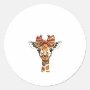Vrouwen Giraffe Boho Wildflower Coquette Bow Mom M Ronde Sticker