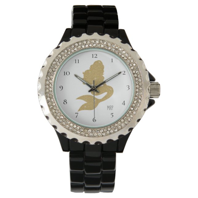 *~* Vrouwen Girly Gouden Glitter Zeemeermin Horloge (Voorkant)