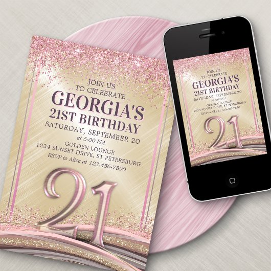 Vrouwen Glam 21e verjaardag uitnodiging