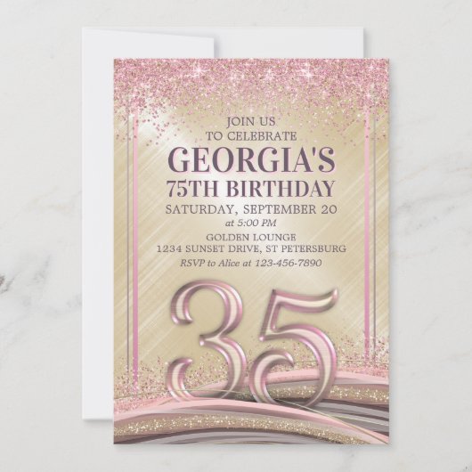 Vrouwen Glam 35e verjaardag uitnodiging (Voorkant)