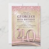 Vrouwen Glam 40ste verjaardag uitnodiging (Voorkant)