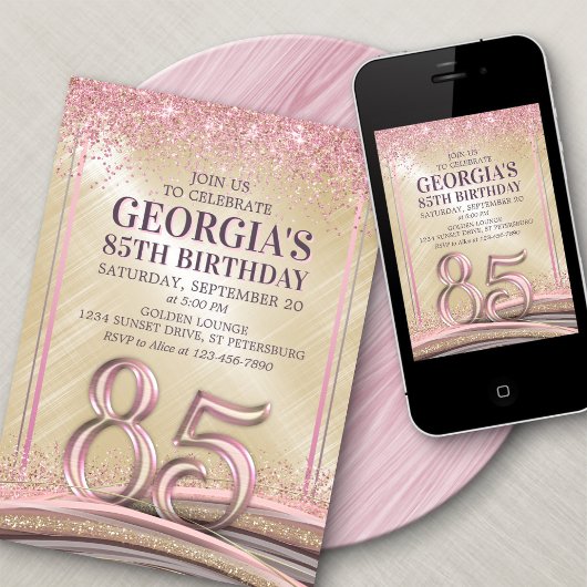 Vrouwen Glam 85e verjaardag uitnodiging