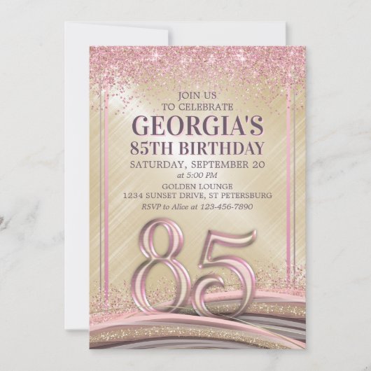 Vrouwen Glam 85e verjaardag uitnodiging (Voorkant)