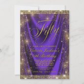 Vrouwen Glam Paarse Goud 50e Verjaardag Kaart (Voorkant)