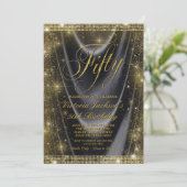 Vrouwen Glam Zwart Goud 50e Verjaardag Kaart (Staand voorkant)