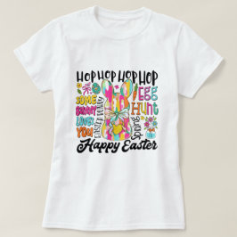 Vrouwen Glitter Paashaas Typografie T-shirt