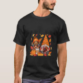 Vrouwen Gnome Turkije Teckel Thanksgiving Herfst L T-shirt (Voorkant)