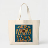 Vrouwen God gaf me twee titels: mama en Yaya en Grote Tote Bag (Voorkant)
