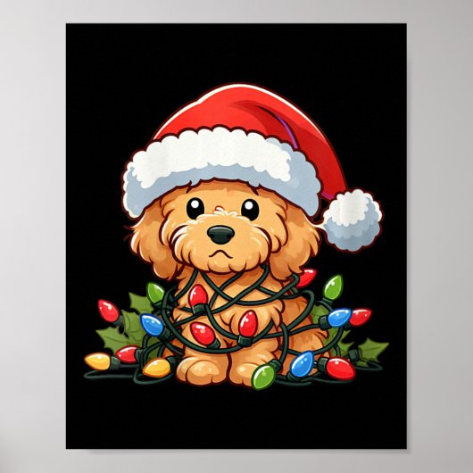 Vrouwen Goldendoodle Kerstverlichting Hond Grappig Poster (Voorkant)