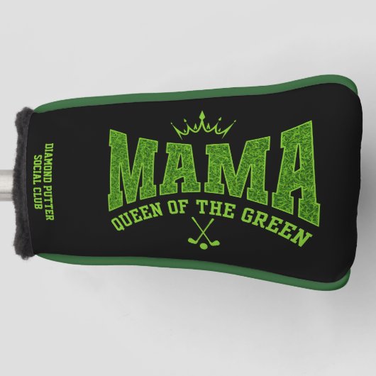 Vrouwen Golf MAMA KONINGIN VAN DE GROENE Custom PU Golfheadcover (Voorkant)