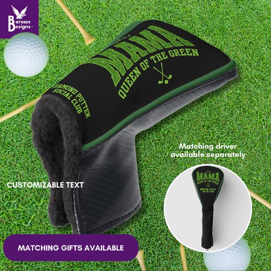 Vrouwen Golf MAMA KONINGIN VAN DE GROENE Custom PU Golfheadcover