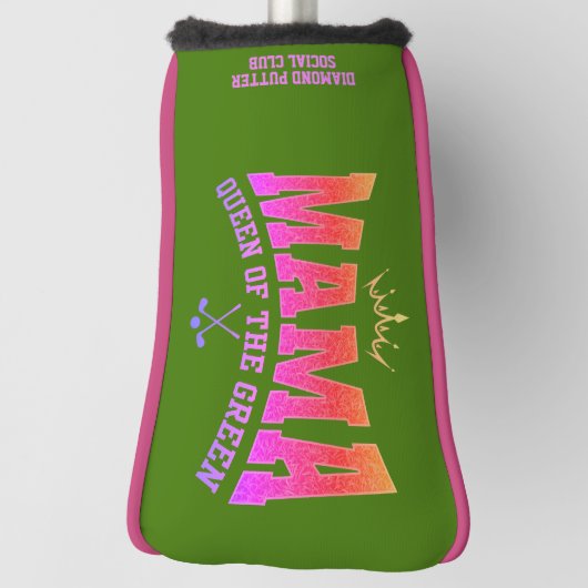 Vrouwen Golf MAMA KONINGIN VAN DE GROENE Custom PU Golfheadcover (Draai 90)