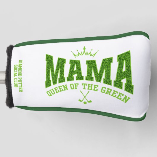 Vrouwen Golf MAMA KONINGIN VAN DE GROENE Custom PU Golfheadcover (Voorkant)