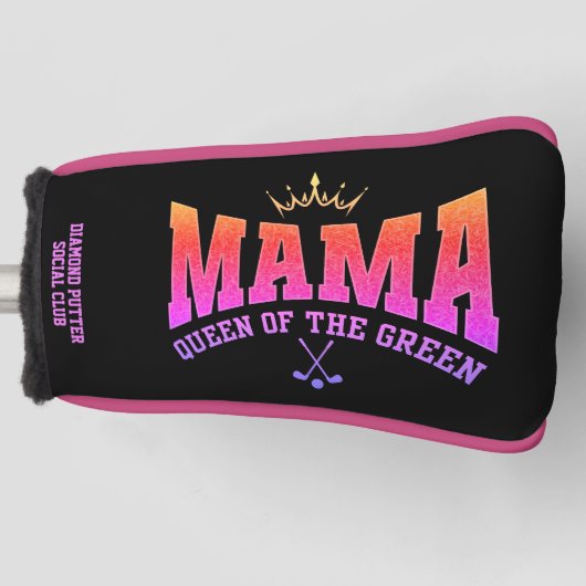 Vrouwen Golf MAMA KONINGIN VAN DE GROENE Custom PU Golfheadcover (Voorkant)