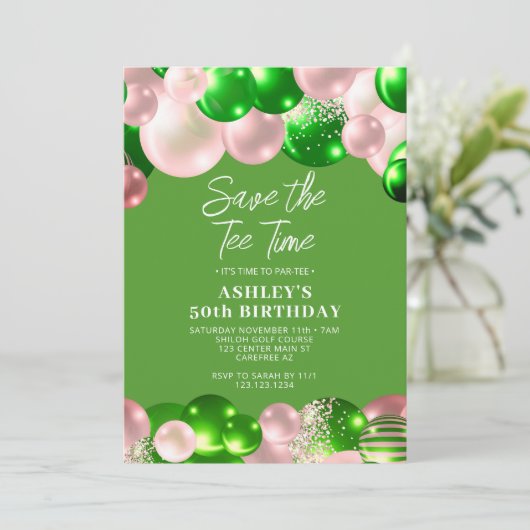 Vrouwen Golf Par-T-shirt 50ste verjaardag Save The Date (Staand voorkant)