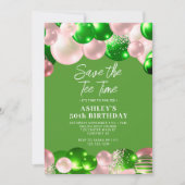 Vrouwen Golf Par-Tee 50ste verjaardag Save The Date (Voorkant)