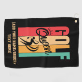 Vrouwen GOLF QUEEN Custom Naam Golfhanddoek (Horizontaal)
