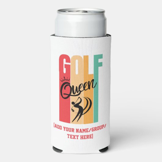 Vrouwen GOLF QUEEN Custom Naam Seltzer Blikjeskoeler (Seltzer Achterkant)