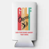 Vrouwen GOLF QUEEN Custom Naam Seltzer Blikjeskoeler (Achterkant)