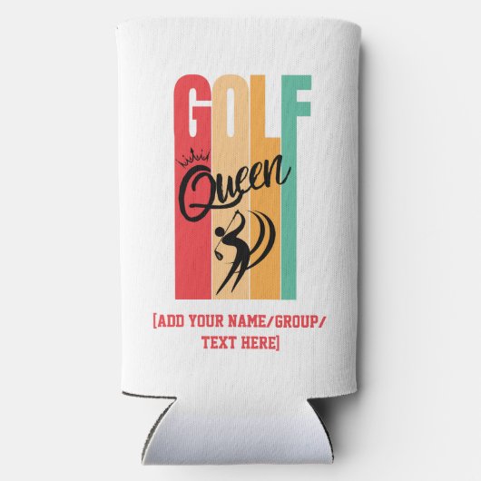 Vrouwen GOLF QUEEN Custom Naam Seltzer Blikjeskoeler (Achterkant)