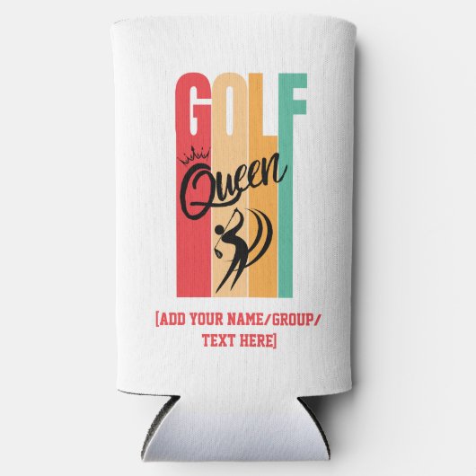 Vrouwen GOLF QUEEN Custom Naam Seltzer Blikjeskoeler (Voorkant)