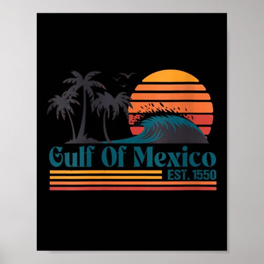 Vrouwen Golf van Mexico Est 1550 Retro strand Poster (Voorkant)