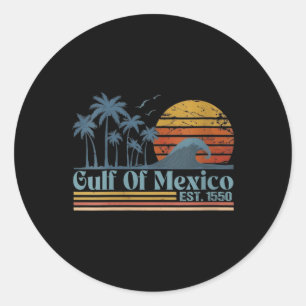 Vrouwen Golf van Mexico Est 1550 Retro strand Ronde Sticker