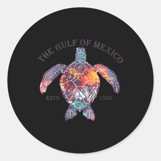 Vrouwen Golf van Mexico Schildpad Grappig V-hals Ronde Sticker (Voorkant)