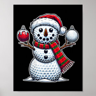 Vrouwen Golfbal Sneeuwman Grappig Vrolijke Kerstda Poster