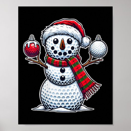 Vrouwen Golfbal Sneeuwman Grappig Vrolijke Kerstda Poster (Voorkant)