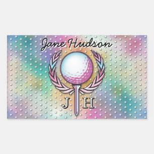 Vrouwen Golfer Custom Monogram Ontwerp Rechthoekige Sticker
