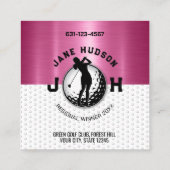 Vrouwen Golfer Monogram Ontwerp Vierkante Visitekaartje (Achterkant)