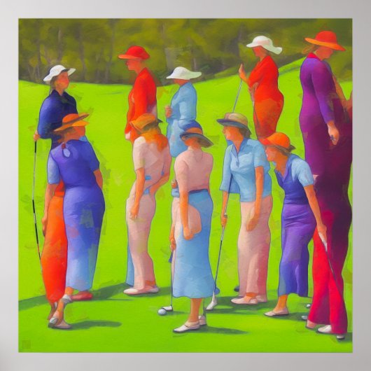 Vrouwen Golfers - Canvas Art Print (Voorkant)