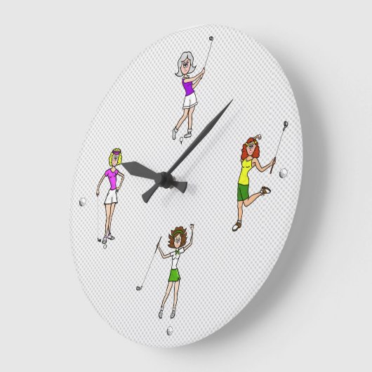 Vrouwen Golfers Fun Wall Clock Grote Klok (Hoek)
