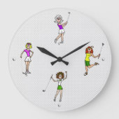 Vrouwen Golfers Fun Wall Clock Grote Klok (Voorkant)