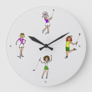 Vrouwen Golfers Fun Wall Clock Grote Klok