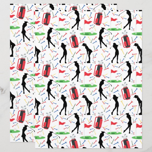 Vrouwen Golfers Scrapbook Papier (Voorkant / Achterkant)