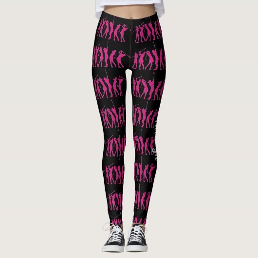 Vrouwen Golfing Leggings Dames Zwart Custom Pants (Voorkant)