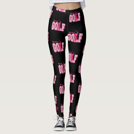 Vrouwen Golfing Leggings Dames Zwart Custom Pants (Voorkant)
