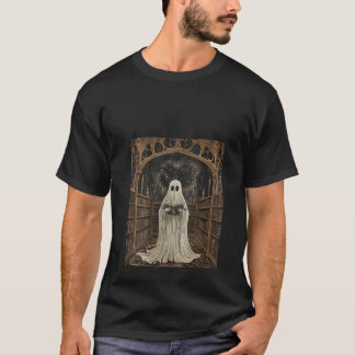Vrouwen Gothic Halloween Ghost Book Library Teache T-shirt