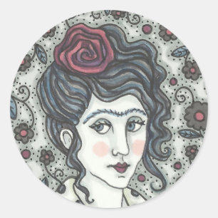 VROUWEN, GOTHISCHE ROOS PORTRAIT STICKERS RondSCHA