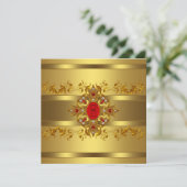 Vrouwen Goud 50ste Verjaardag Party Kaart (Staand voorkant)